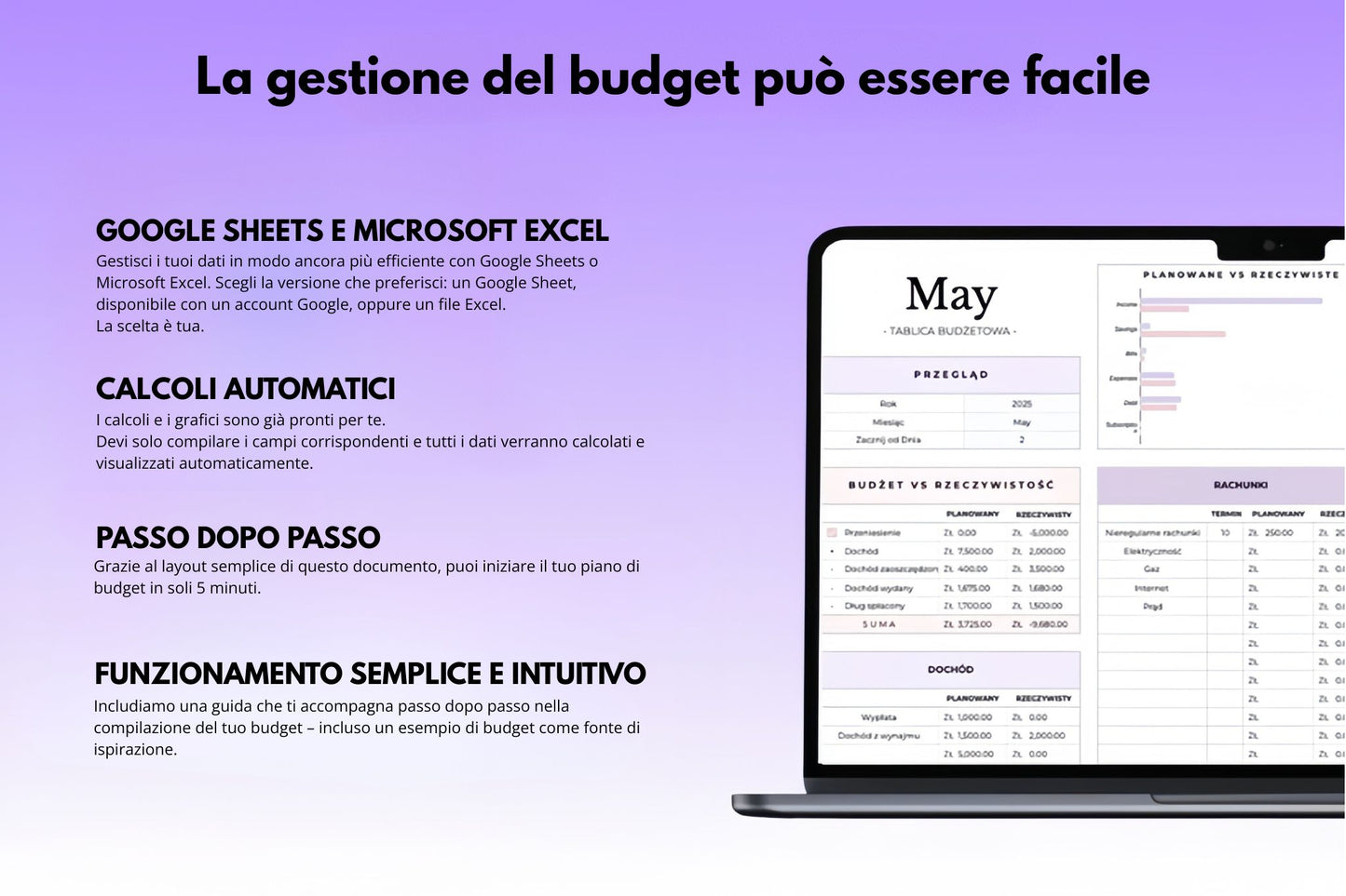 Bilancio familiare per Excel & Google Sheets (tutte le valute)